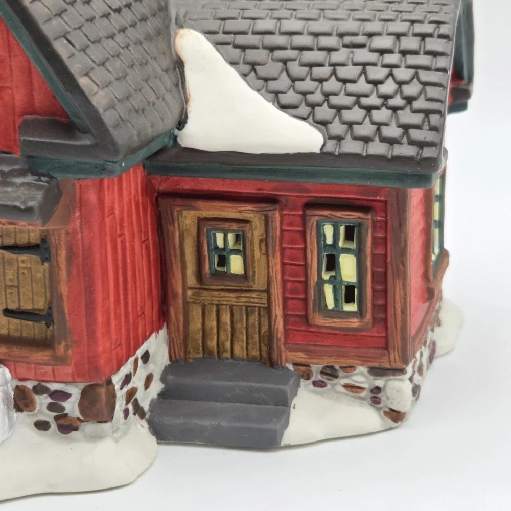 Vintage Dicken's Village O'Well Heartland Valley Village Red Barn With Silo  NEW